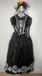 Halloween jurk mt 164 inclusief doodshoofd masker / diadeem, Ophalen of Verzenden, Zo goed als nieuw