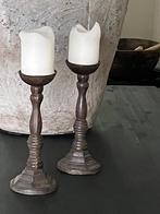 Twee Vintage Metalen Kandelaars, Gebruikt, Ophalen of Verzenden, Metaal, Kandelaar