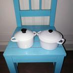 Mini pannetjes wit met zwarte dop 2 stuks, Huis en Inrichting, Ophalen, Gebruikt