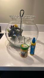 Viskom glas rond met voer en speeltjes, Huis en Inrichting, Ophalen, Zo goed als nieuw