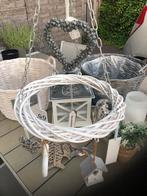 Decoratie Set: 2x Mand lantaarns plantje 2 kandelaars, Huis en Inrichting, Ophalen, Zo goed als nieuw