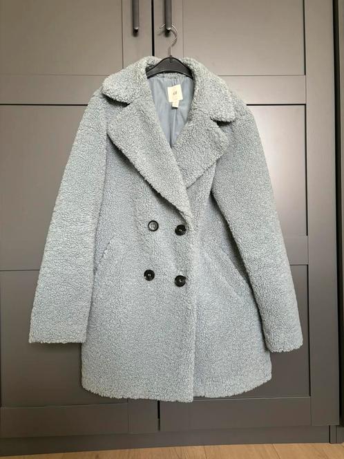 Teddy jas H&M maat XS/S, Kleding | Dames, Jassen | Winter, Zo goed als nieuw, Maat 36 (S), Blauw, Ophalen of Verzenden
