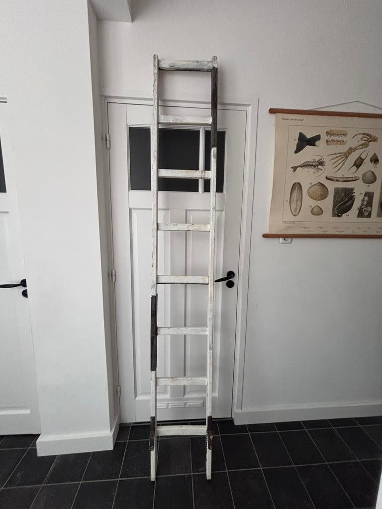 Oude brocante ladder plukladder, Ophalen