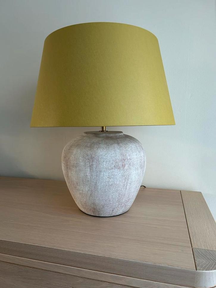 Grote Schemerlamp Olijfgroen, Huis en Inrichting, Lampen | Vloerlampen, Gebruikt, 100 tot 150 cm, Stof, Ophalen