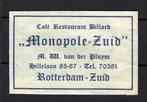 1969 Rotterdam cafe rest biljard MONOPOLE-ZUID, Ophalen of Verzenden, Nederland
