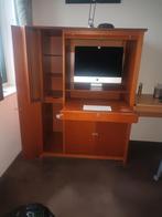 Houten secretaire kast met rolluik, Ophalen, Eikenhout, 70 tot 120 cm, Klassiek