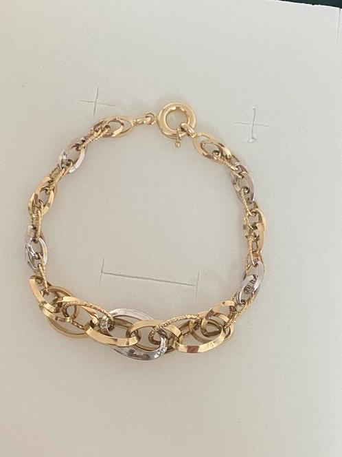 Prachtige 14 karaat gouden armband, wit en geel goud, Sieraden, Tassen en Uiterlijk, Armbanden, Nieuw, Goud, Ophalen of Verzenden