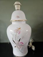 Vaaslamp / lampvoet / tafellamp keramiek wit, goud, bloemen, Ophalen of Verzenden, Gebruikt, Overige materialen, Minder dan 50 cm