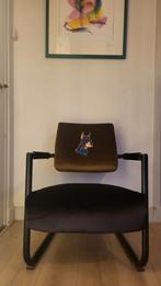 Design fauteuil met geborduurde hond, 75 tot 100 cm, Ophalen of Verzenden, Zo goed als nieuw, Stof