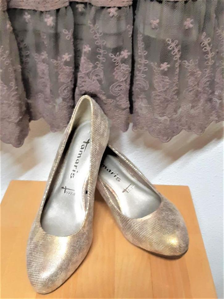 Tamaris, goudkleurige uitgaanspumps van echt leer!, Kleding | Dames, Schoenen, Nieuw, Pumps, Overige kleuren, Verzenden