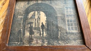Pentekening Gardepoort Groningen 20x17 cm beschikbaar voor biedingen