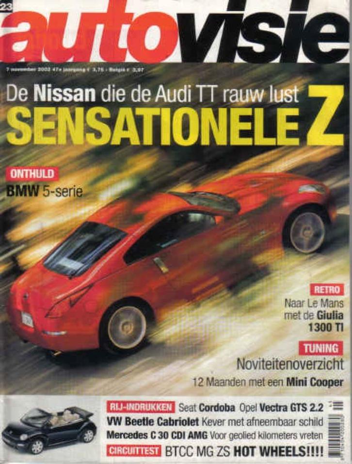Autovisie 23 2002 : Alfa Romeo Giulia 1300 TI - Nissan 350Z, Boeken, Auto's | Folders en Tijdschriften, Gelezen, Algemeen, Ophalen of Verzenden