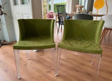2 x Kartell De Mademoiselle Stoel in damastgroen beschikbaar voor biedingen