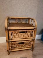 Rotan nachtkastje, Huis en Inrichting, Kasten | Ladekasten, Gebruikt, 1 of 2 laden, Minder dan 100 cm, 25 tot 50 cm