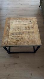 Vierkante salontafel hout/metaal 60x60, Huis en Inrichting, Ophalen, Gebruikt, Vierkant, 50 tot 100 cm