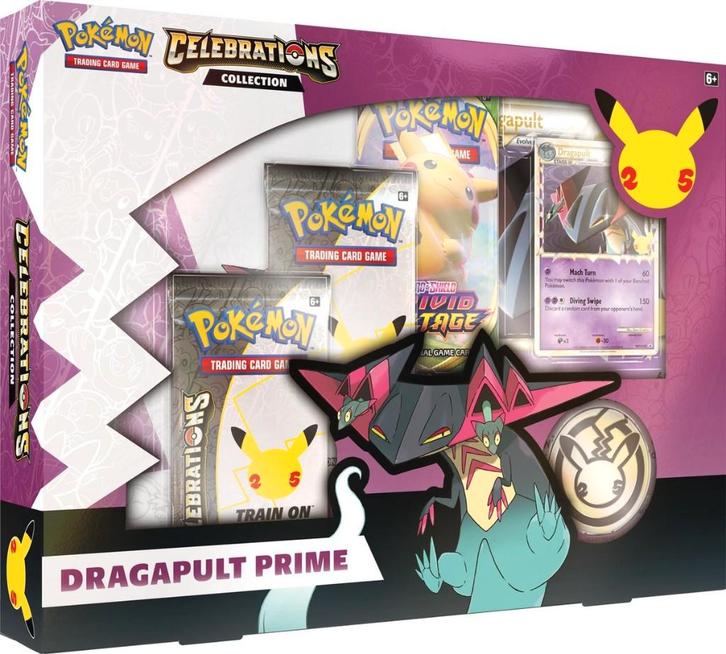 Pokémon Celebrations Dragapult Prime Collection Box, Hobby en Vrije tijd, Verzamelkaartspellen | Pokémon, Nieuw, Boosterbox, Foil