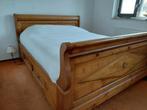 Landelijk grenen ledikant met 2x 1-persoons lattenbodem, Huis en Inrichting, Ophalen, Gebruikt, Tweepersoons, Hout