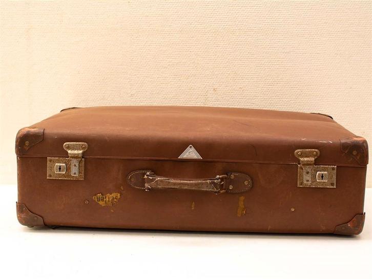 Hulshof bruine koffer 37207, Sieraden, Tassen en Uiterlijk, Koffers, Gebruikt, Overige materialen, 70 cm of meer, Ophalen of Verzenden