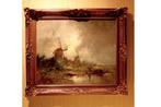 Schilderij molens in Giethoorn, Antiek en Kunst, Kunst | Schilderijen | Klassiek, Ophalen