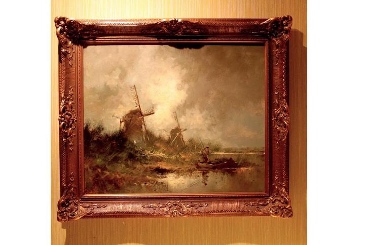 Schilderij molens in Giethoorn, Antiek en Kunst, Kunst | Schilderijen | Klassiek, Ophalen
