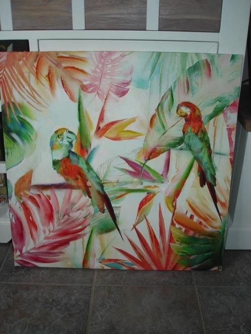 Schilderij twee Papegaaien, Mooi voor in serre onder afdak, Tuin en Terras, Tuinwanddecoratie, Zo goed als nieuw, Ophalen
