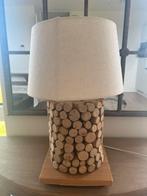 Houten Tafellamp met Stoffen Kap, Ophalen, Zo goed als nieuw, Hout, Minder dan 100 cm