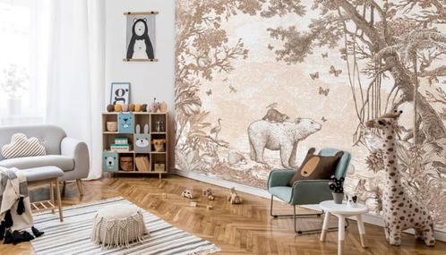 Fotobehang / Behang - Kinderkamer - Bosdieren Terracotta, Huis en Inrichting, Stoffering | Behang, Wit, minder dan 10 m², Verzenden