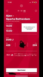 Ajax-sparta vak 428 bij de F-side, Tickets en Kaartjes, Sport | Voetbal, Twee personen, December