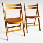 2x Mid Century design beukenhout klapstoelen., Huis en Inrichting, Stoelen, Gebruikt, Twee, Bruin, Ophalen of Verzenden