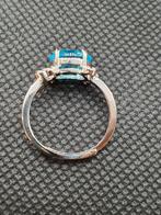Antiek stijl verzilverde ring met zirkonia., Sieraden, Tassen en Uiterlijk, Ringen, Nieuw, Ophalen of Verzenden, Dame, Zilver