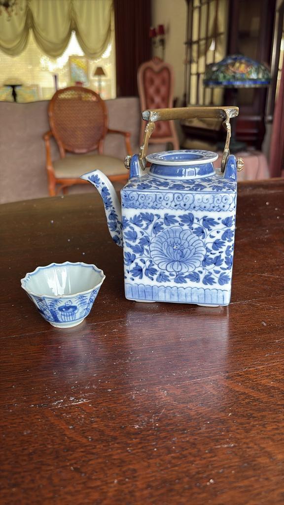 Antiek theeservies met blauw-wit decor, Antiek en Kunst, Antiek | Keramiek en Aardewerk, Ophalen