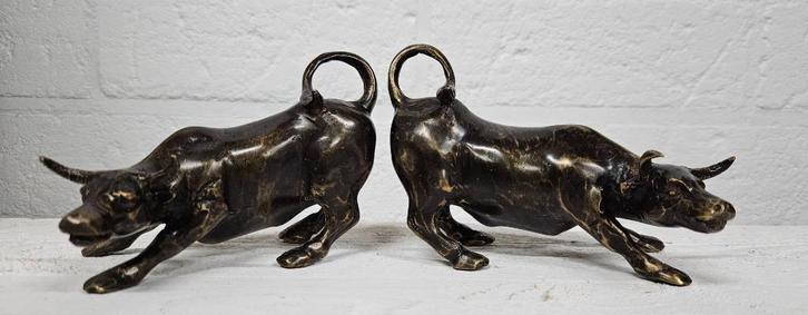 STIER / WALL STREET STIER / BRONS / 14 CM LANG / SETPRIJS, Verzamelen, Dierenverzamelingen, Nieuw, Ophalen of Verzenden
