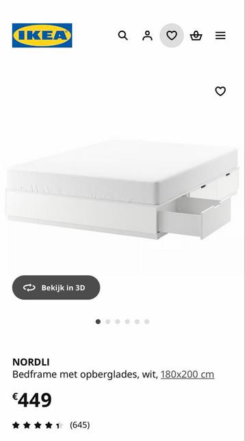 IKEA Tweepersoonsbed - Zwart - met opberglades - afbeelding 5