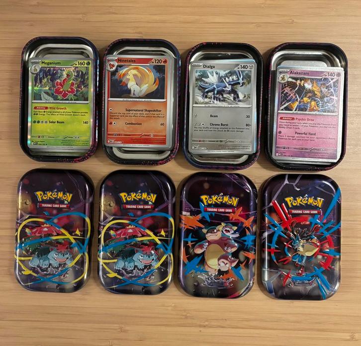 Pokémon Mega Evolution tins met 50 kaarten (CADEAU TIP), Hobby en Vrije tijd, Verzamelkaartspellen | Pokémon, Zo goed als nieuw