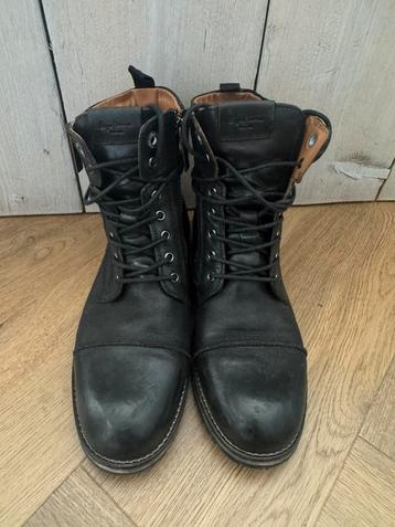 Peppe jeans zwarte leren schoenen boots veterlaarzen maat 41 beschikbaar voor biedingen