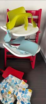 Stokke tripp trapp stoel rood verkleiner kussen table top, Kinderen en Baby's, Kinderstoelen, Ophalen, Zo goed als nieuw, Meegroeistoel