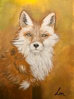 “Waar de vos wacht” zelfgemaakte schilderij, Minder dan 50 cm, Oorspronkelijke maker, Nieuw, Ophalen of Verzenden