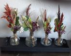 Vintage vaasjes van glas met droogbloemen en kunstbloemen, Overige kleuren, Nieuw, Ophalen of Verzenden, Glas