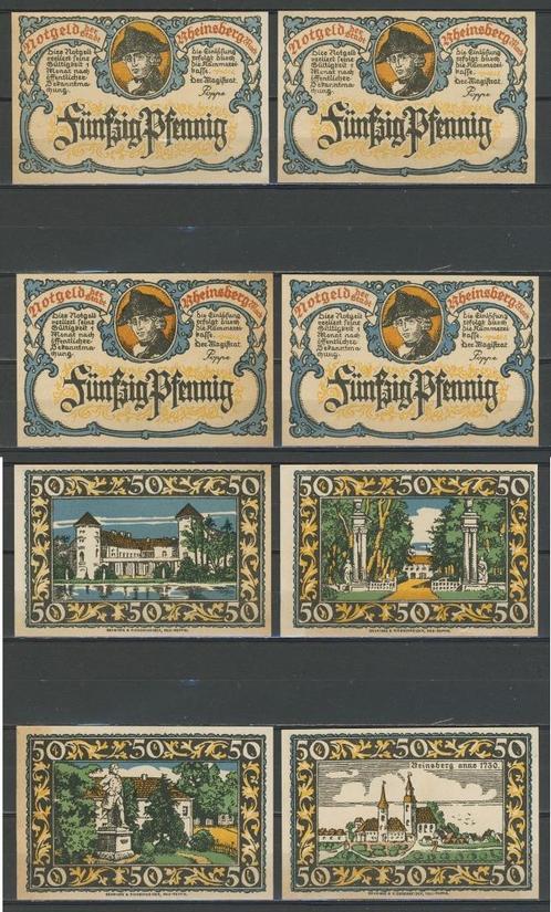 Rheinsberg 4 x 50 Pfg 1922 Duits Noodgeld Biljet c-88 jdu, Postzegels en Munten, Bankbiljetten | Europa | Niet-Eurobiljetten, Setje