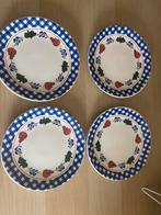 4 Boch boerenbont ontbijtborden, Huis en Inrichting, Keuken | Servies, Ophalen of Verzenden, Zo goed als nieuw, Bord(en), Aardewerk