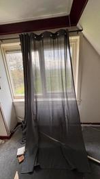Grijze doorzichtige gordijnen met ophang, Gebruikt, 100 tot 150 cm, 200 cm of meer, Ophalen of Verzenden