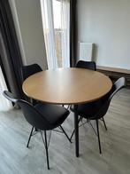 Tafel (zonder stoelen), Ophalen, Zo goed als nieuw, Naturel eiken/zwart, Vier personen
