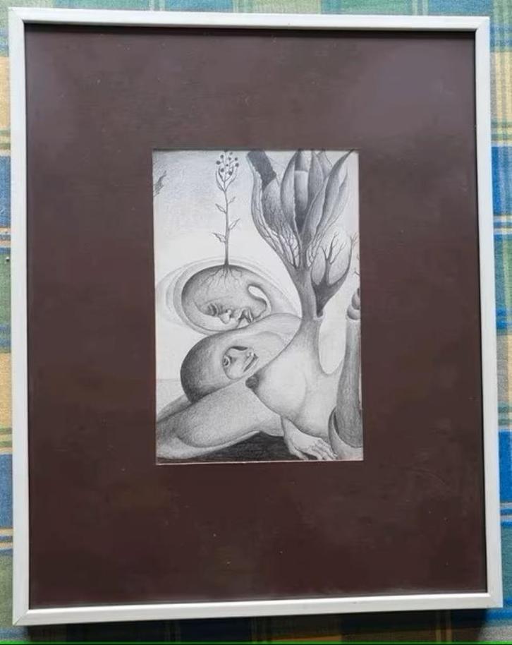 orig potlood tekening Vrijage Nico van der Reijden 1928 2009, Antiek en Kunst, Kunst | Tekeningen en Foto's, Ophalen