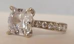 Witgouden verlovingsring met grote CZ – 3,25 ct, Verzenden, Wit, Met edelsteen, Dame
