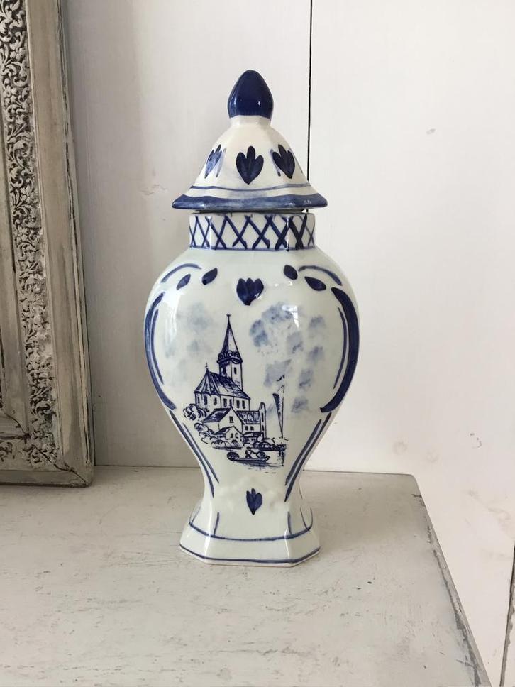 Delftsblauwe dekselvaas… Nu bezorgd voor € 0,99, Antiek en Kunst, Antiek | Vazen, Ophalen of Verzenden
