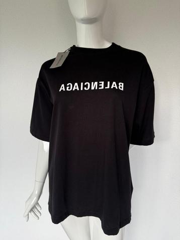 ORIGINEEL BALENCIAGA TSHIRT ZWART WIT REVERSED LOGO HEREN M beschikbaar voor biedingen