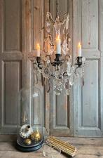Antiek franse kroonluchter voor kaarslicht, Ophalen, Zo goed als nieuw, Glas