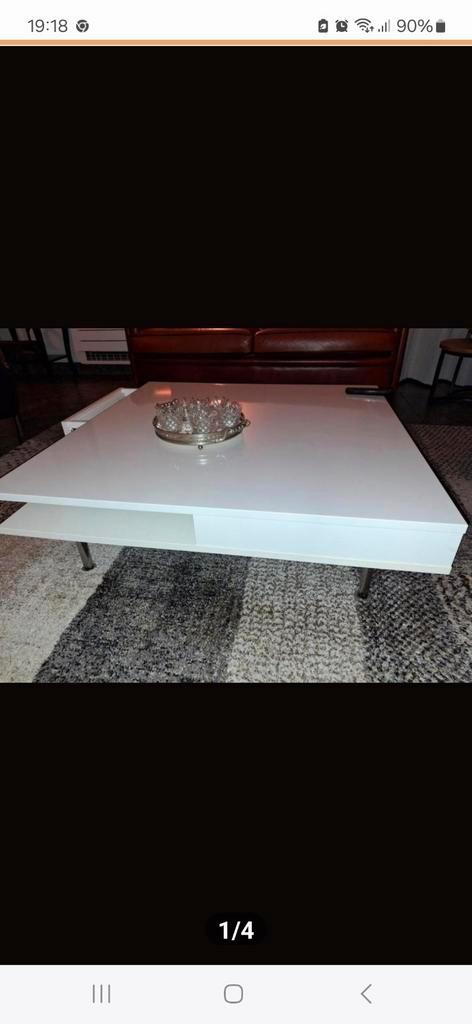 Witte Salontafel, Huis en Inrichting, Tafels | Salontafels, Gebruikt, Minder dan 50 cm, 50 tot 100 cm, 50 tot 100 cm, Vierkant