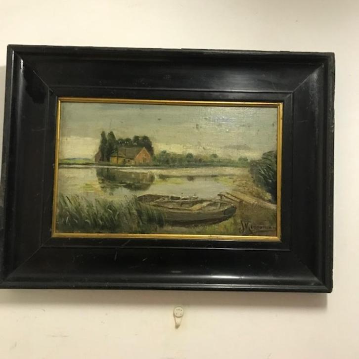 Schilderij titel: ' Aan de Vliet ', Antiek en Kunst, Kunst | Schilderijen | Klassiek, Ophalen