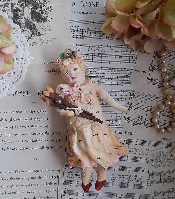 Prachtig brocante wattenpopje Spun cotton feathertree, Diversen, Kerst, Nieuw, Ophalen of Verzenden